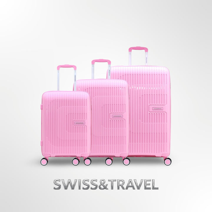 סט 3 מזוודות קשיחות וורוד מסדרת SWISS-TRAVEL