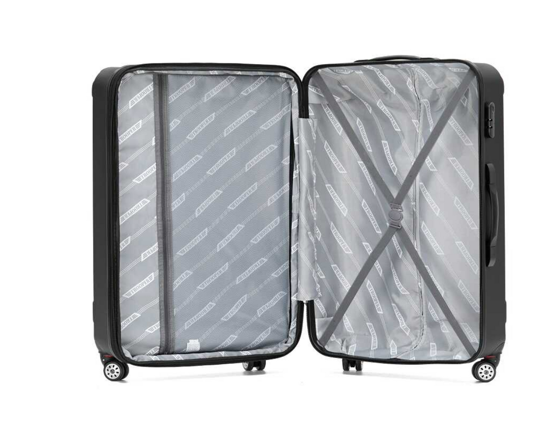 Ttravel-pluse  מזוודה קשיחה 20״ שחור עליה למטוס  ״טרולי״)