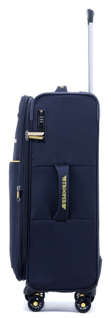 TROOPE / Montreal Blite מזוודות קשיחות סט מזוודות בד כחול בהיר  מתרחבות סופר לייט בשילוב קרבון