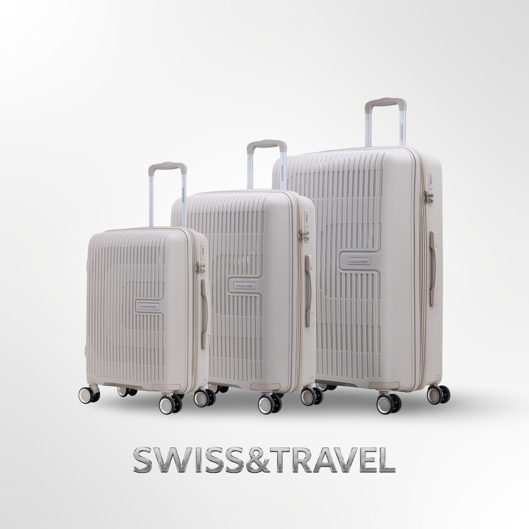 סט 3 מזוודות קשיחות אפור מסדרת SWISS-TRAVEL
