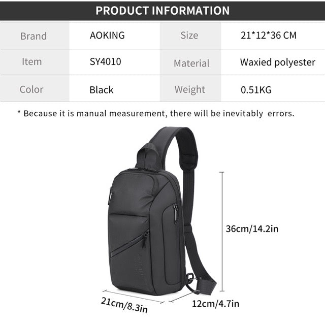 🎒 Роскошная нагрудная/боковая сумка AOKING – компактная, стильная и водонепроницаемая 💧 Официальный импортер 