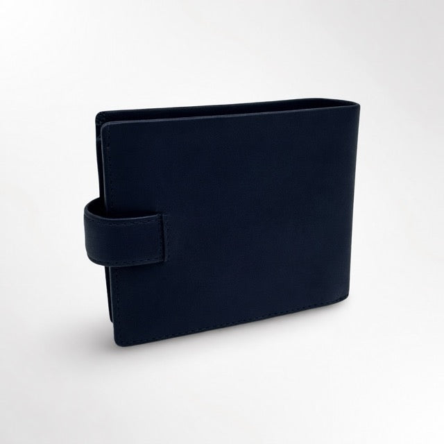 🖤 ארנק עור איטלקי לגבר עם סגירת לשונית – אלגנטיות חכמה  VISCONTI כחול נייבי