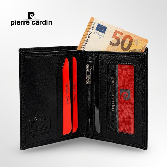 ארנק עור לגבר Pierre Cardin מעור ברידג׳ איטלקי – תוצרת איטליה