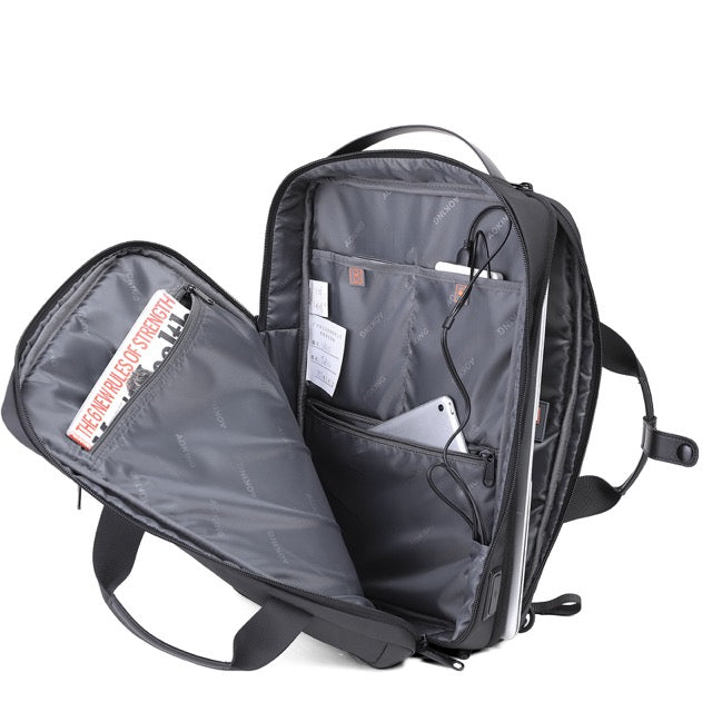 🎒 Рюкзак/деловая сумка премиум-класса, серый, 2-в-1: сумка для ноутбука и деловая сумка, можно носить как на плече, так и на спине – AOKING