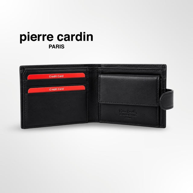 ארנק גבר Pierre Cardin מעור איטלקי – עם לשונית סגירה והגנת RFID