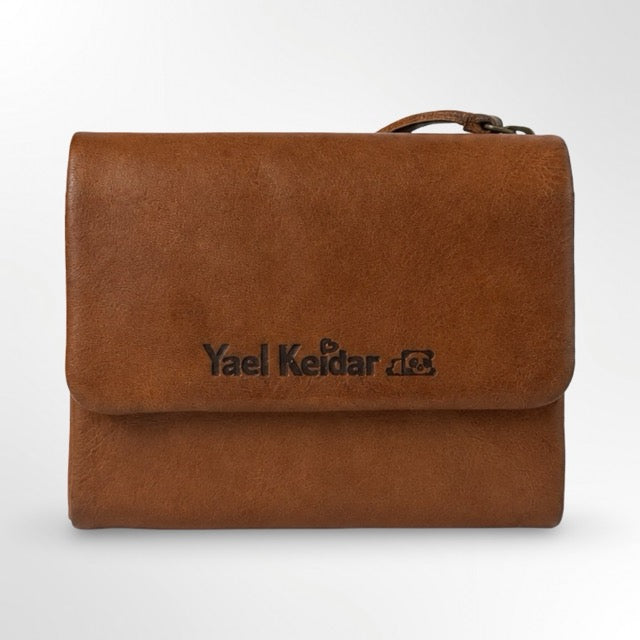 ארנק נשים עור מיני בורדו מעוצב יעל קידר YAEL KEIDAR