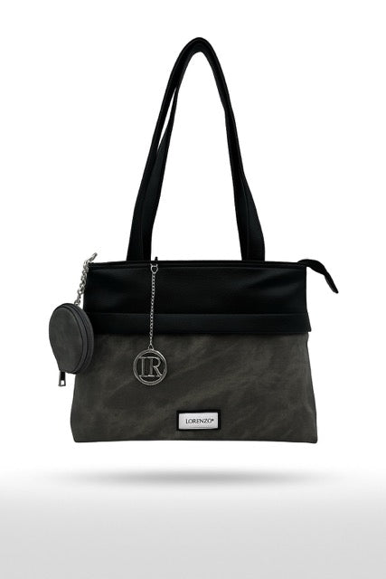 LORENZO  תיק נשים ג׳ניפר שחור/אפור במבצע