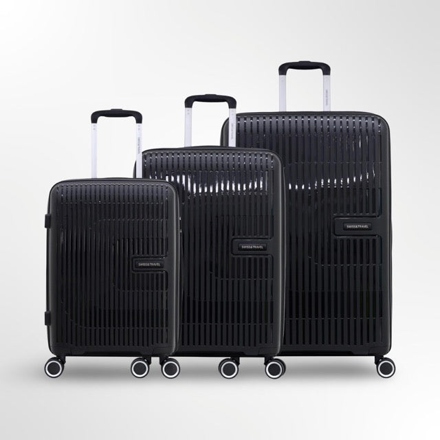 סט 3 מזוודות קשיחות שחור מסדרת SWISS-TRAVEL