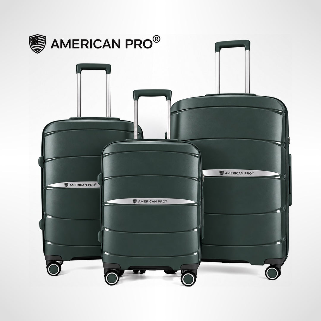 סט מזוודות AMERICAN PRO ירוק
