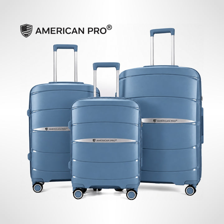 סט מזוודות AMERICAN PRO כחול
