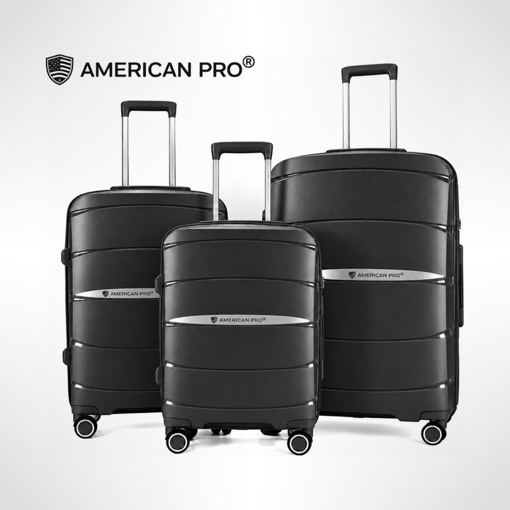 סט מזוודות AMERICAN PRO שחור