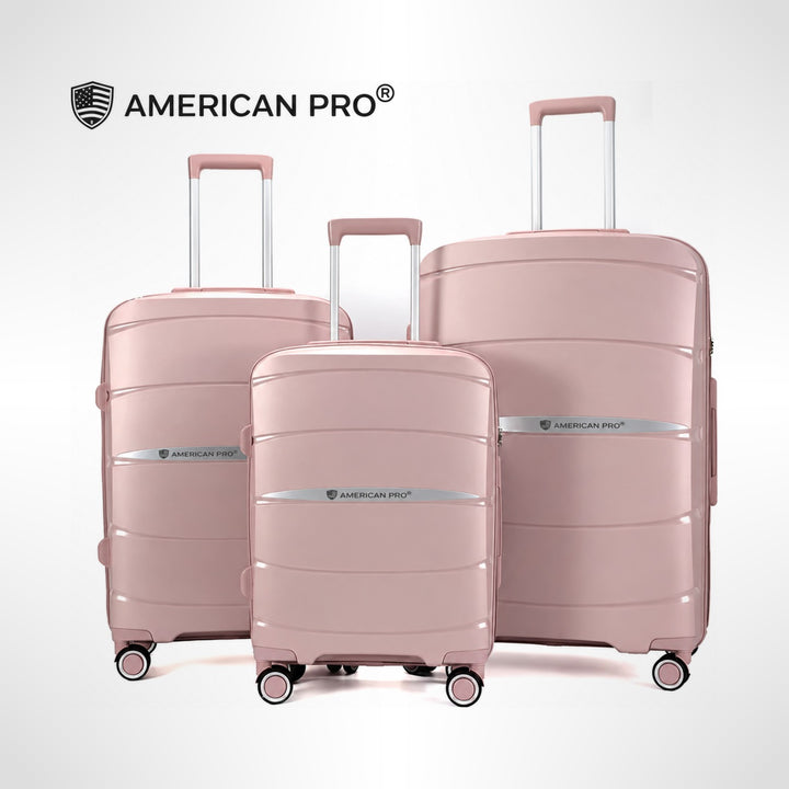 סט מזוודות AMERICAN PRO ורוד