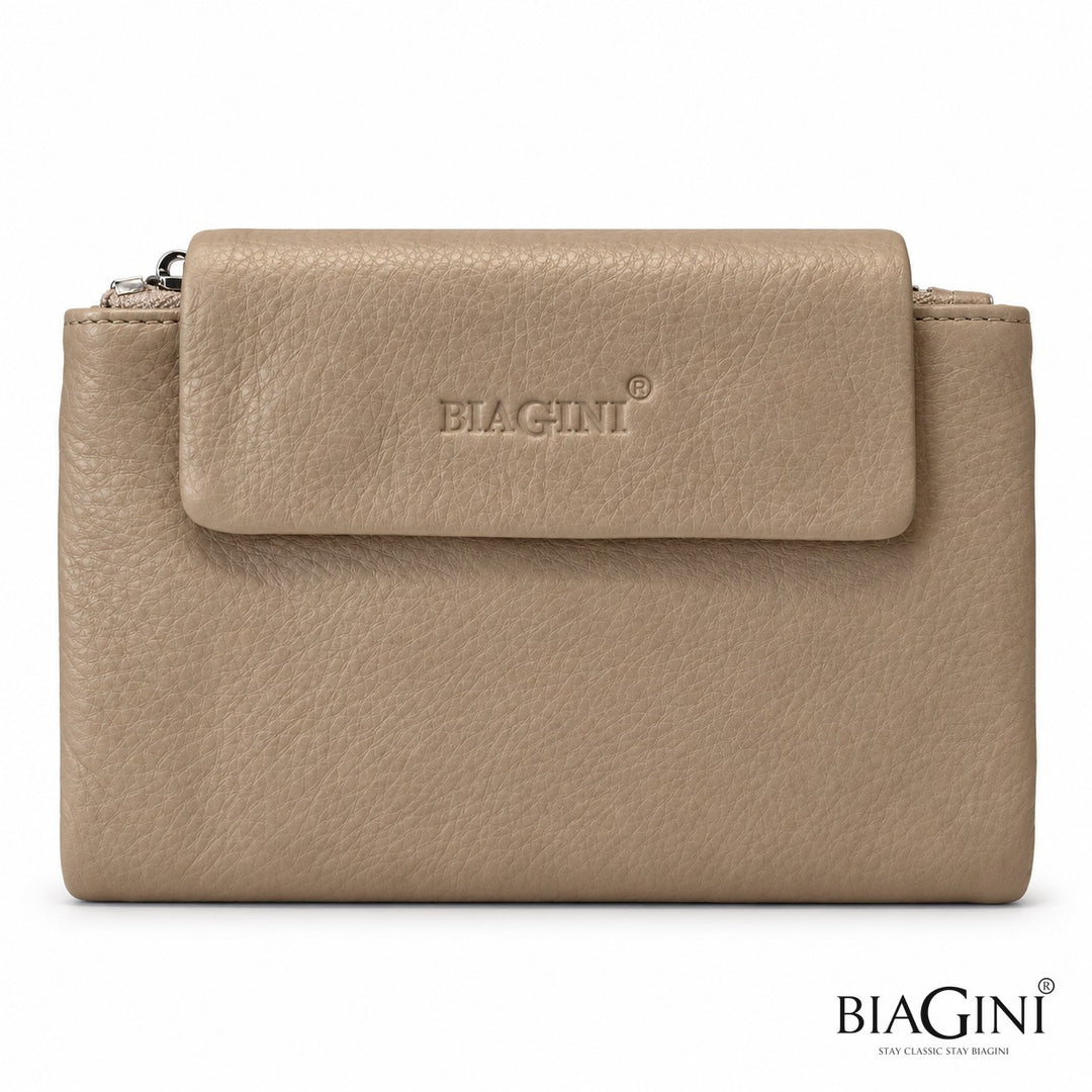 ארנק עור נאפה BIAGINI בז'