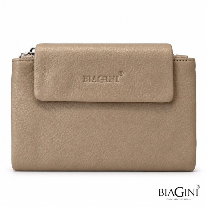 ארנק עור נאפה BIAGINI בז'