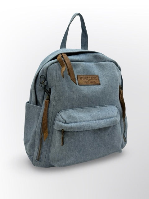 תיק גב לנשים אמילי בהיר BIAGINI ג׳ינס אורינל גימורי עור אמיתי