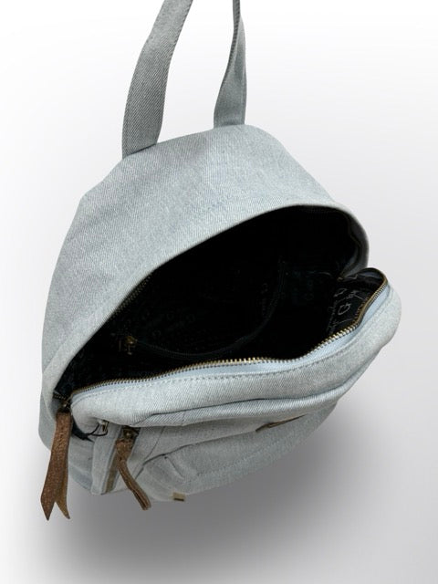 תיק גב לנשים אמילי כהה BIAGINI ג׳ינס אורינל גימורי עור אמיתי