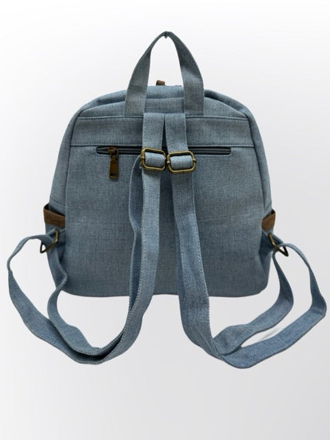 תיק גב לנשים רוז כחול BIAGINI ג׳ינס אורינל גימורי עור אמיתי