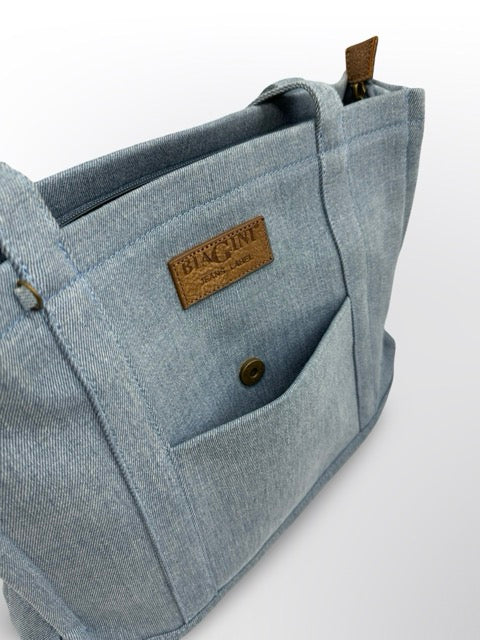 תיק ג׳ינס בהיר ג׳רסי BIAGINI