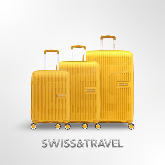 סט 3 מזוודות קשיחות צהוב מסדרת SWISS-TRAVEL