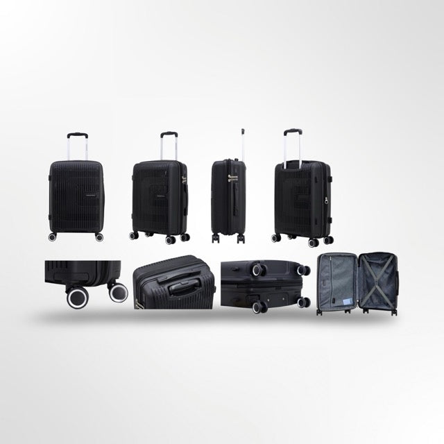 סט 3 מזוודות קשיחות שחור מסדרת SWISS-TRAVEL