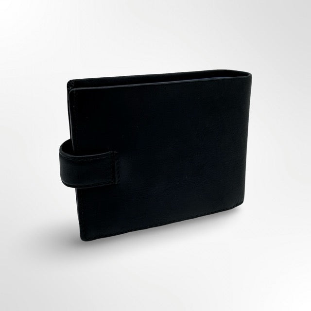 🖤 ארנק עור איטלקי לגבר עם סגירת לשונית – אלגנטיות חכמה  VISCONTI כפול שחור