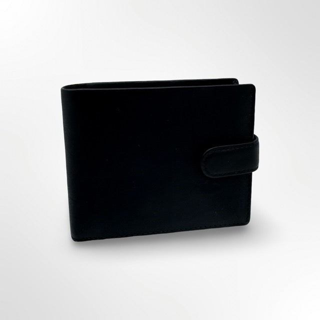 🖤 ארנק עור איטלקי לגבר עם סגירת לשונית – אלגנטיות חכמה  VISCONTI כפול שחור