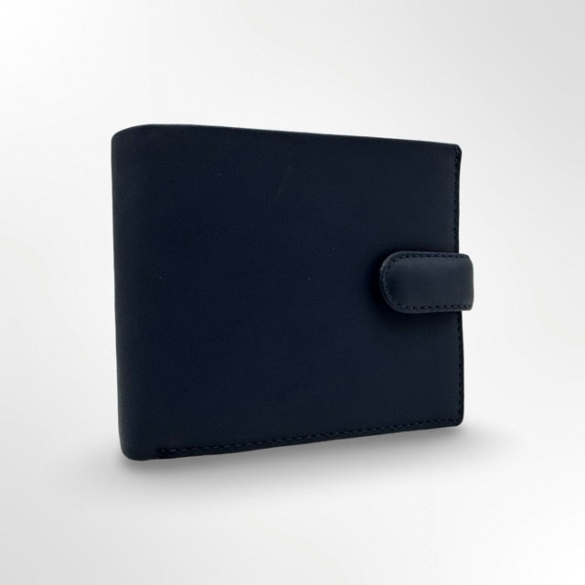 🖤 ארנק עור איטלקי לגבר עם סגירת לשונית – אלגנטיות חכמה  VISCONTI כחול נייבי