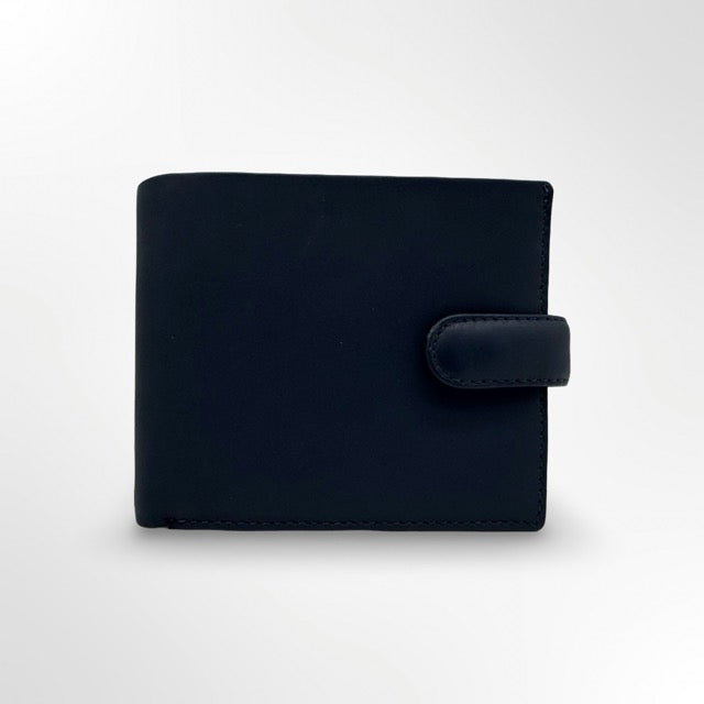 🖤 ארנק עור איטלקי לגבר עם סגירת לשונית – אלגנטיות חכמה  VISCONTI כחול נייבי